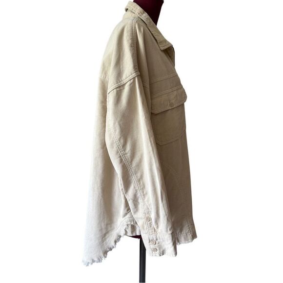 Aerie Corduroy Quarter Zip Jacket Shacket size L Cream - Picture 9 of 15